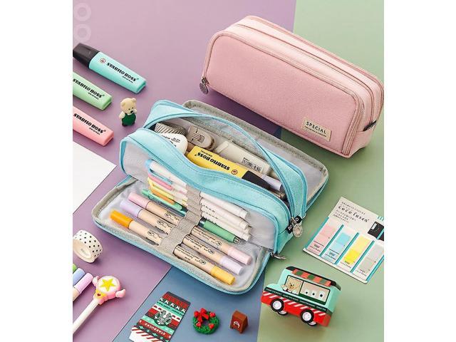 Gemdeck Large Pencil Case Big Capacity 3 Compartments Canvas