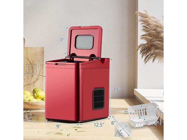  COSTWAY Countertop Ice Maker, 33LBS/24H Portable and Compact Ice  Machine with Self-cleaning Function, Bullet Ice Cubes Ready in 7 Mins,  Include Ice Scoop and Basket, Soinc Ice Maker for Indoor Use