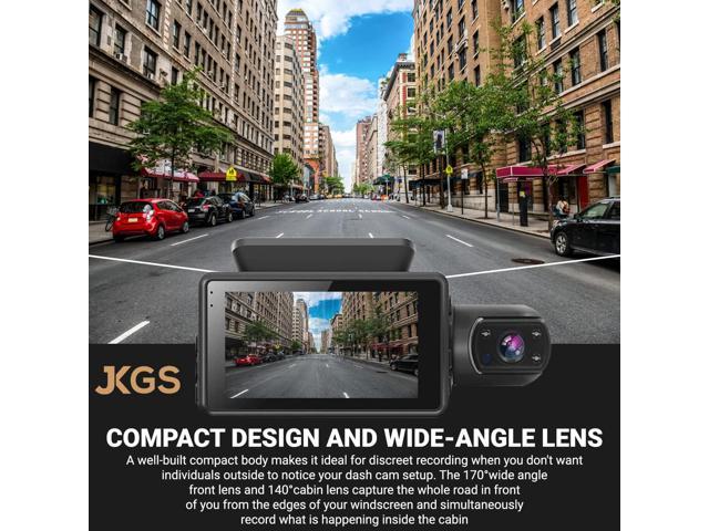 JKGS HD Car Dash Camera - Front and Inside Car Monitor with 32G SD Card,  WI-FI, Passenger and Baby Camera, Dual Monitor, Motion Sensor, Night  Vision