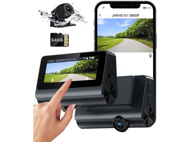 Dash Cam Front and Rear with 64GB Card, 3.18