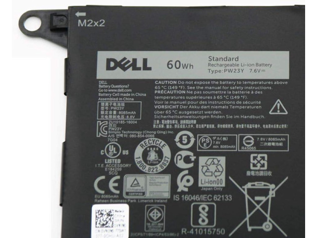 Batterie Pour Dell XPS 13 9360 / 2017 Série – Modèle PW23Y, 60Wh 7,6V, Li-Po 4 Cellules, Compatible TP1GT, RNP72 - 2