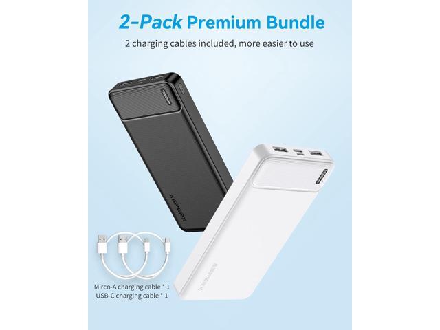 AsperX 2-Pack 15000mAh Portable Charger Power Bank 3A Fast Charge