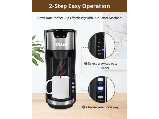 Single Serve Coffee Maker for K Cup & Ground Coffee, 6 to 14 OZ