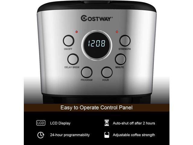 Costway 12-Cup Programmable Coffee Maker Brew Machine LCD Display