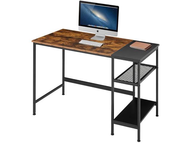 Erommy Industrial Computer Desk with Storage Shelves
