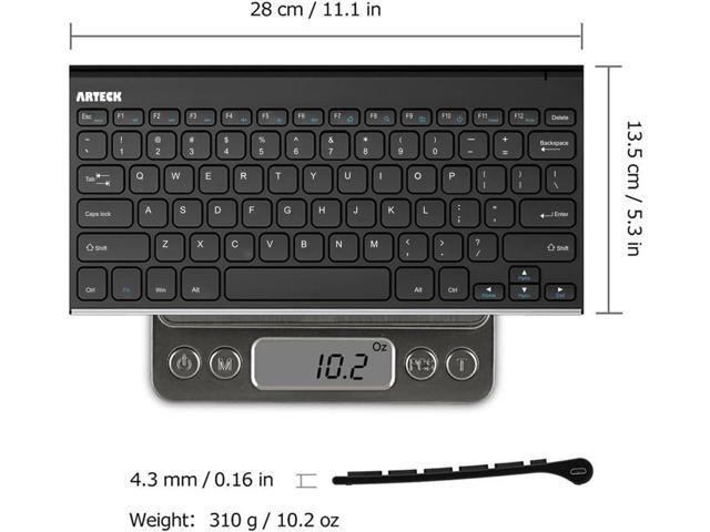 Arteck 2.4G Wireless Keyboard Stainless Steel Ultra Slim Keyboard for Computer/Desktop/PC/Laptop/Surface/Smart TV and Windows 10/8 7 Vista/XP Built in Rechargeable Battery 