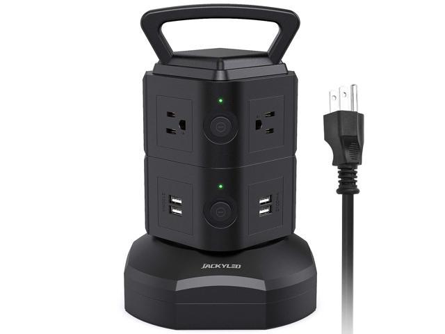 JACKYLED Power Strip Tower Surge Protector 6 AC Outlets And 4 USB Ports ...