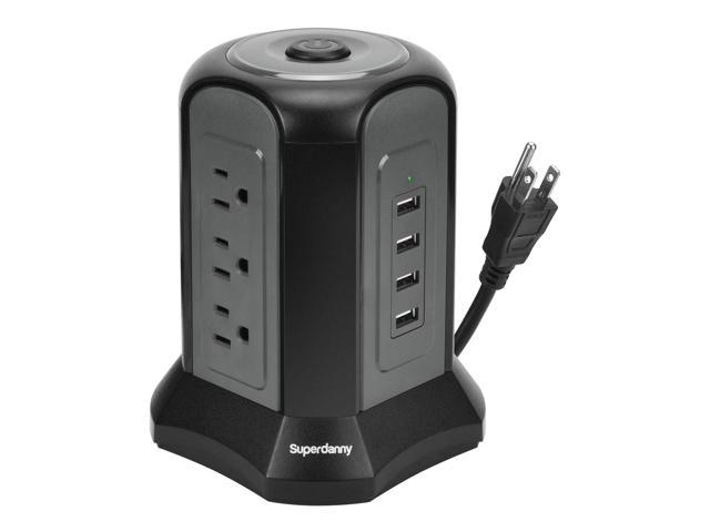 Superdanny Power Strip Tower Surge Protector Desktop Charging Station 10 Ft Extension Cord 9 1370