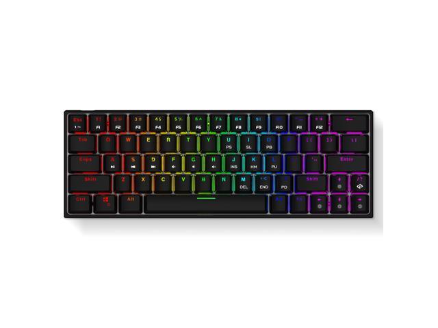 Ractous RTK63 60% Mechanical Gaming Keyboard True RGB Backlit TYPE-C Wired ABS doubleshot keycap 63Keys Portable Mini Ultra-Compact keyboard with Full key Programmable (Black) (Blue Switch)