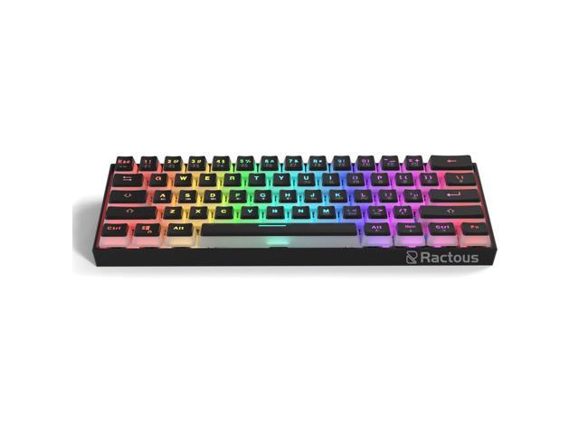 Ractous RTK61 60% Mechanical Gaming Keyboard with PBT Pudding keycap, RGB Backlit Hot Swappable Type-C 61Key ultra-Compact keyboard with Full key Programmable -Black ( Gateron Optical Blue Switch)