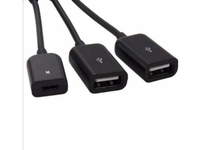 Cable Adaptador Micro USB Host HUB a 2 USB Hembra para Smartphone