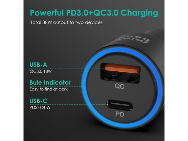 Pixel USB C Car Charger Compatible with iPhone 12/12 Pro/11/11 Pro/XS/XR/8 38W Fast Car Charger Adapter with 20W PD & 18W QC3.0 Dual Ports Galaxy S21/S20 Tablet