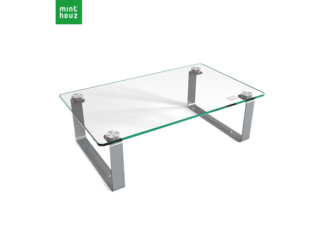 Glass Stand Riser Minthouz Glass Monitor Stand Riser, 15.7 x 9.4 Inch, Desktop Stand for ...