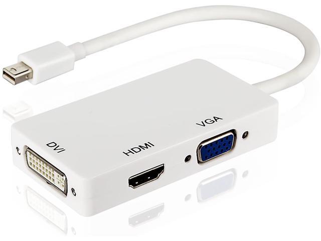 DisplayPort to HDMI/VGA/DVI Video Converter Adapter for MacBook Air MacBook Pro iMac Mac Mini Surface Pro 1 2 3 4,Thinkpad Carbon X1 to DVI VGA HDMI 3 In 1 Adapter Thunderbolt Mini DisplayPort