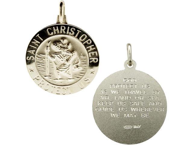 925 Sterling Silver Large Mens 24mm 3D St Christopher Medal Pendant With Travellers Prayer & Optional Curb Chain In Gift Box 16 to 40