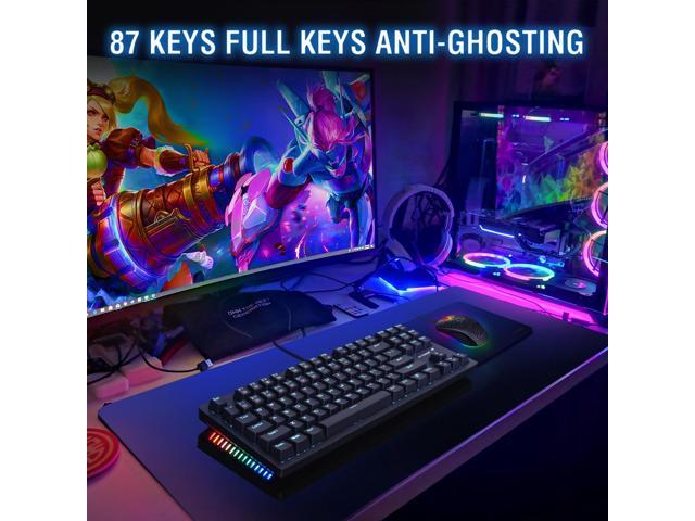 Mechanical Keyboard and Mouse Combo, E-YOOSO Wired Gaming Keyboard and  Mouse 87 Keys Blue Switches Mechanical Keyboard with Blue Backlit & RGB LED  