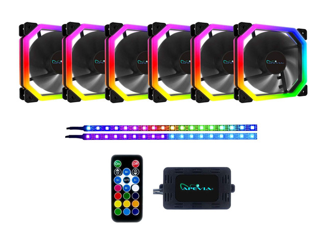 Apevia PN6P2-RGB Phoenix 120mm Silent Dual-Ring RGB Color Changing LED ...