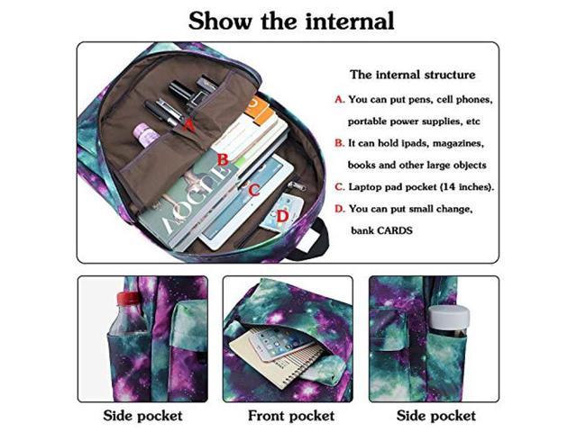 Junlion Galaxy Backpack Set 3-in-1 Kids School Bag, Laptop Backpack ...
