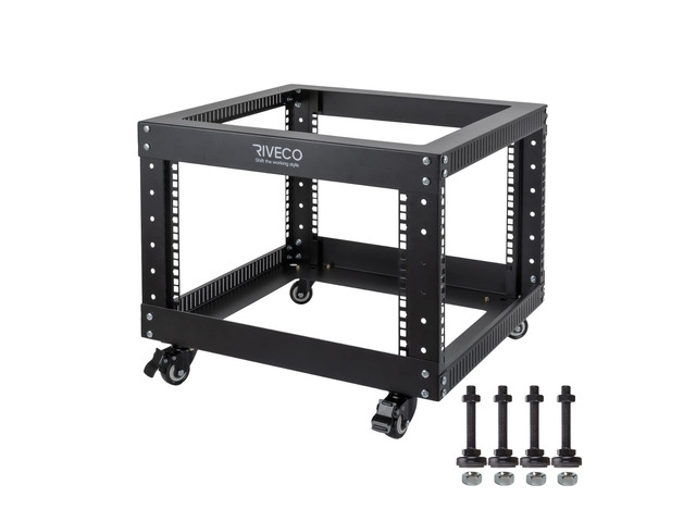 Supporting Rack In Machine RIVECO 6U Open Frame Server Rack with Wheels- Heavy Duty 4 Post Quick ...