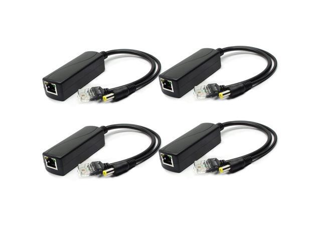 ANVISION Paquete De 4 Adaptadores Divisor PoE Impermeable De 12 V, Compatible Con IEEE 802.3af Para Cámara IP AP Voip Phone Y Más, Color Blanco