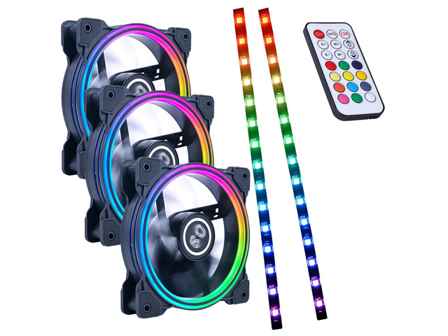 DS 120MM LED Addressable RGB Case Fan with Controller for Computer ...