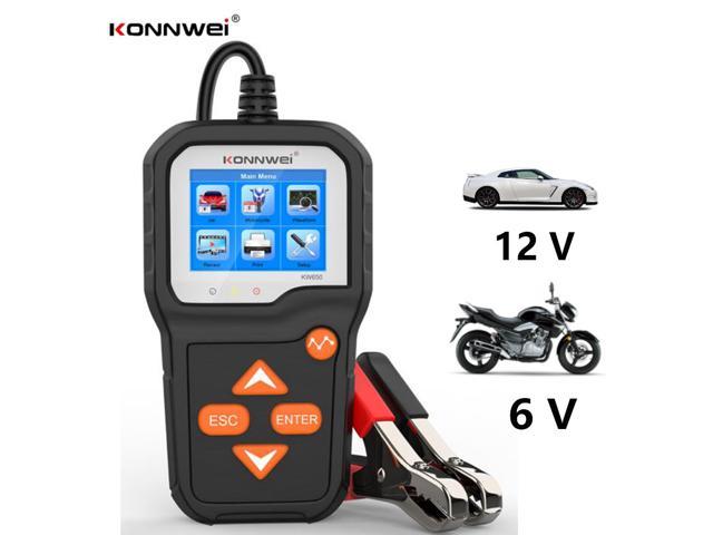 Konnwei KW650 6V 12 Volt Motorcycle & Car Battery Tester Machine Analyzer 100 to 2000 CCA Cranking Charging Test Tools