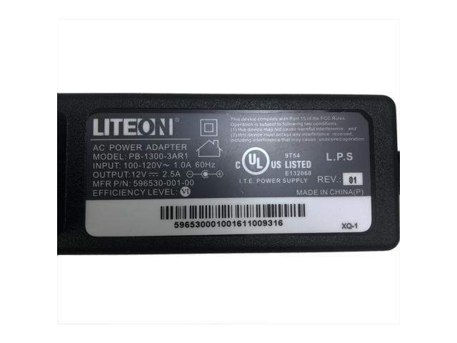 NEW Genuine Liteon PB-1300-3AR1 AC Power Adapter 596530-001-00 12V 2.5A ...