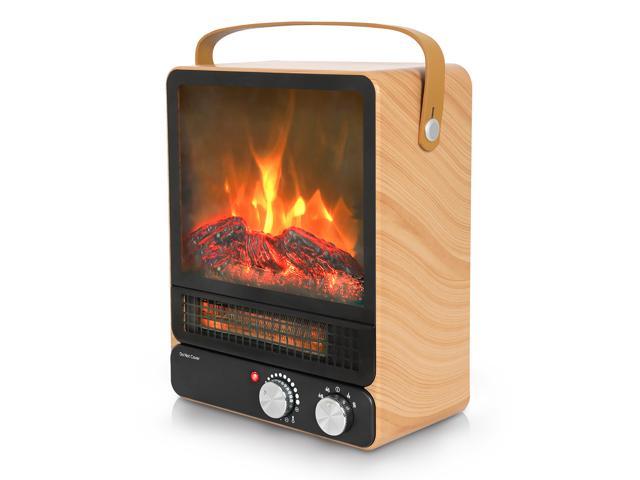 110V/220V Portable Electric Space Heater Fireplace Flame Fan Silent Mini Air War