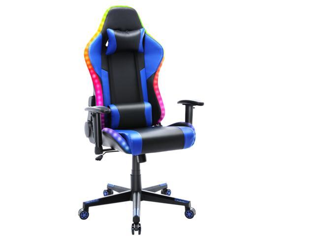 Gaming Chair with RGB LED Lights, Racing Style Recliner Swivel Video Game Chair with Speakers 