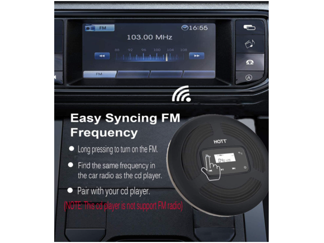 CD903TF Portable CD Player for Car Speakers with FM Transmitter