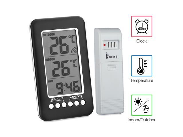 Wireless Digital Outdoor Indoor Thermometer Electronic Clock Temperature Meter for Home Office Baby Room
