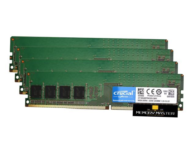 Crucial 64GB (4x16GB) DDR4 UDIMM 3200MHz PC4-25600 CL22 Single Rank Desktop  PC Memory RAM CT16G4DFRA320.C8FE