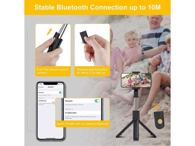 Gritin Bluetooth Selfiepinne, 3 i 1 Bärbart Expanderbar Selfiepinne Stativ,  Selfie Stick Tripod med Avtagbar Trådlös Fjärrkontroll, Kompatibel med