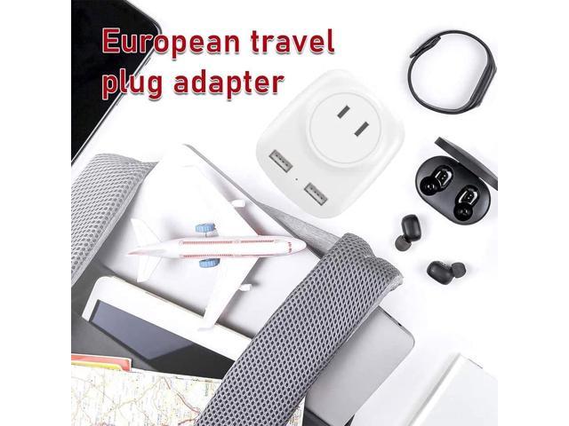 European Travel Plug Adapter, YIFENG International Power Plug Adaptor with  2 USB Ports, 3-in-1 EU AC Plug Adapter Charger for American Outlets to Most  of Europe Spain Italy France Germany 