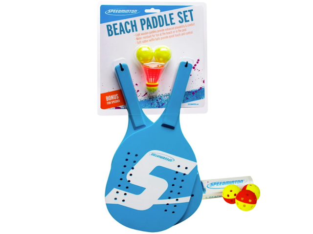 Speedminton Beach Paddle 2 Player Set - Incl. 2 Balls & 1 Original Fun Speeder Birdie - Perfect Alternative to Smashball & Beach Tennis