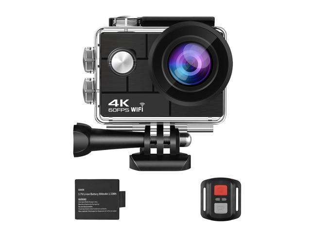 4K/60FPS 24MP High Resolution Sports Camera Portable DV Camcorder with 2 Inch Large LCD Display Screen 170 Degree Wide Angle 2.4G Wireless Remote Control Waterproof Case TF Card Accessory Kit
