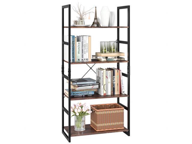 Industrial Book Shelves and bookcases 4 Tier Ladder Bookshelf Black Storage Display Shelf for Home Office