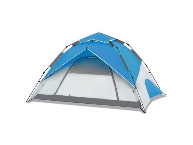 Camping Tent 4 Person Instant Set Up Pop Up Tent Family Automatic Dome Tent Blue Waterproof Windproof Sun Protection Shelters