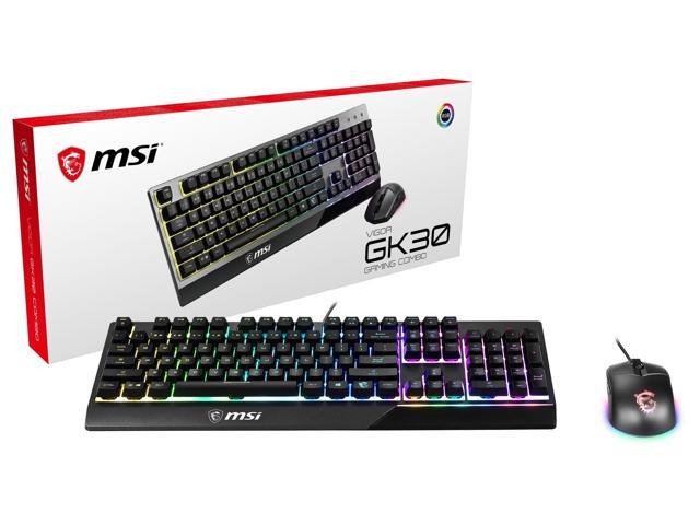 Photo 1 of MSI Vigor GK30 Combo, 6-Zone RGB GK30 Gaming Keyboard & GM11 Gaming Mouse, Water Repellent & Splash-Proof, 5000 DPI
