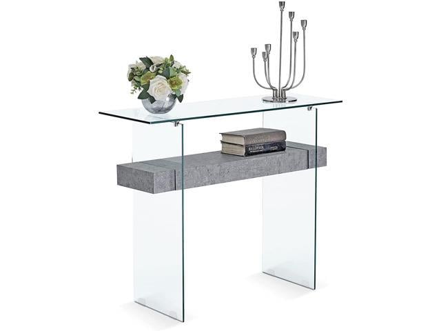 grey and glass console table