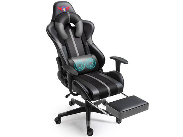 X-VOLSPORT Gaming Chair Office Chair PC Racing Computer Chair Ergonomic High Back Adjustable Swivel Desk Chair Video Gaming Chair with U-Shaped Headrest, Massage Lumbar Support, Footrest, Arms
