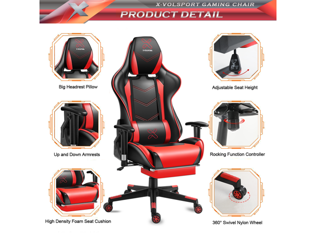Pro Gaming Running Office Studio Chair 172° Reclining Luxury Car Leather Lifting 