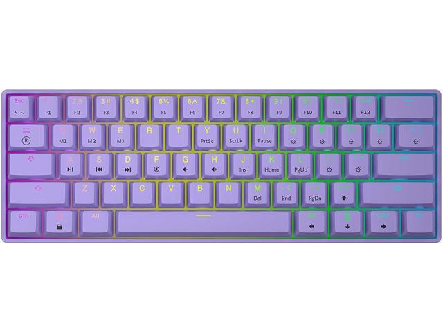 GK61 Mechanical Gaming Keyboard 61 Keys Multi Color RGB Illuminated LED  Backlit Wired Programmable for PC/Mac Gamer (Gateron Optical Blue,  Lavender) Gaming Keyboards