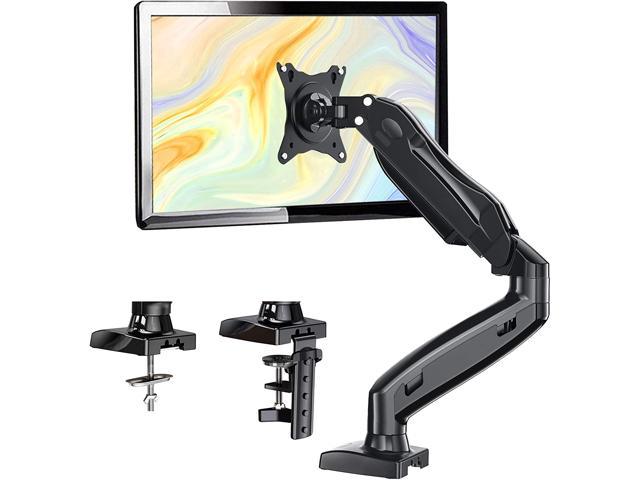 Single Monitor Mount Stand, Adjustable Gas Spring Monitor Arm Desk Mount, Swivel VESA Mount with C Clamp, Grommet Mounting For Most 17-27 Inch Flat Curved Computer Monitors, Hold up to 14.3lbs