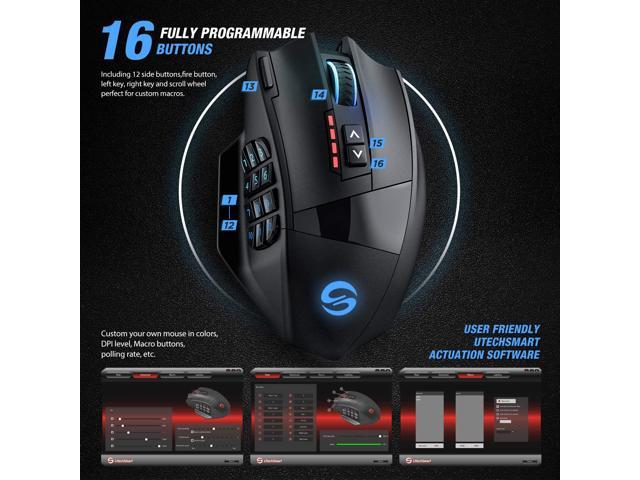 Venus Pro RGB Wireless MMO Gaming Mouse, 16,000 DPI Optical Sensor