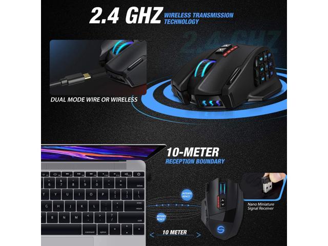 Venus Pro RGB Wireless MMO Gaming Mouse, 16,000 DPI Optical Sensor