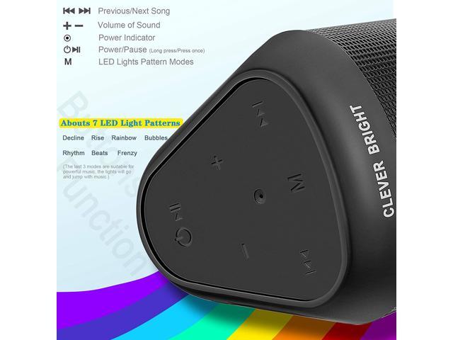 Portable Wireless Bluetooth Speakers 7 LED Lights Patterns Wireless Speaker  V5.0 Hi-Fi Bass Powerful Sound Built-in Microphone, HandsFree,  Audio-Auxiliary, Home Outdoor Rechargeable Bluetooth Speaker 