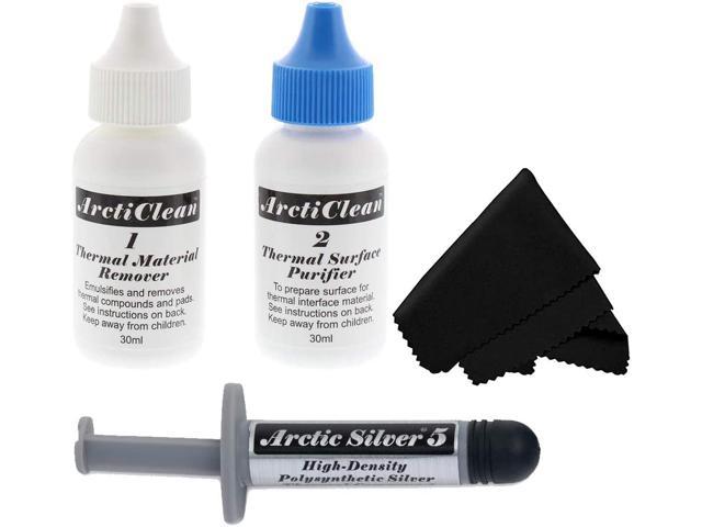 ArctiClean Kit 1 & 2 Thermal Paste Compound Remover + Arctic Silver 5 Thermal Compound Paste 3.5g + Microfiber Cloth (Value Pack)