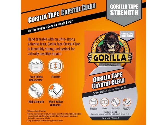 Gorilla Crystal Clear Duct Tape, 1.88” x 9 yd (48mm x 8.2m), Clear ...