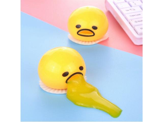 Cute Yellow Round Vomiting Egg Yolk Stress Relief Toys for April Fools Day Prank 